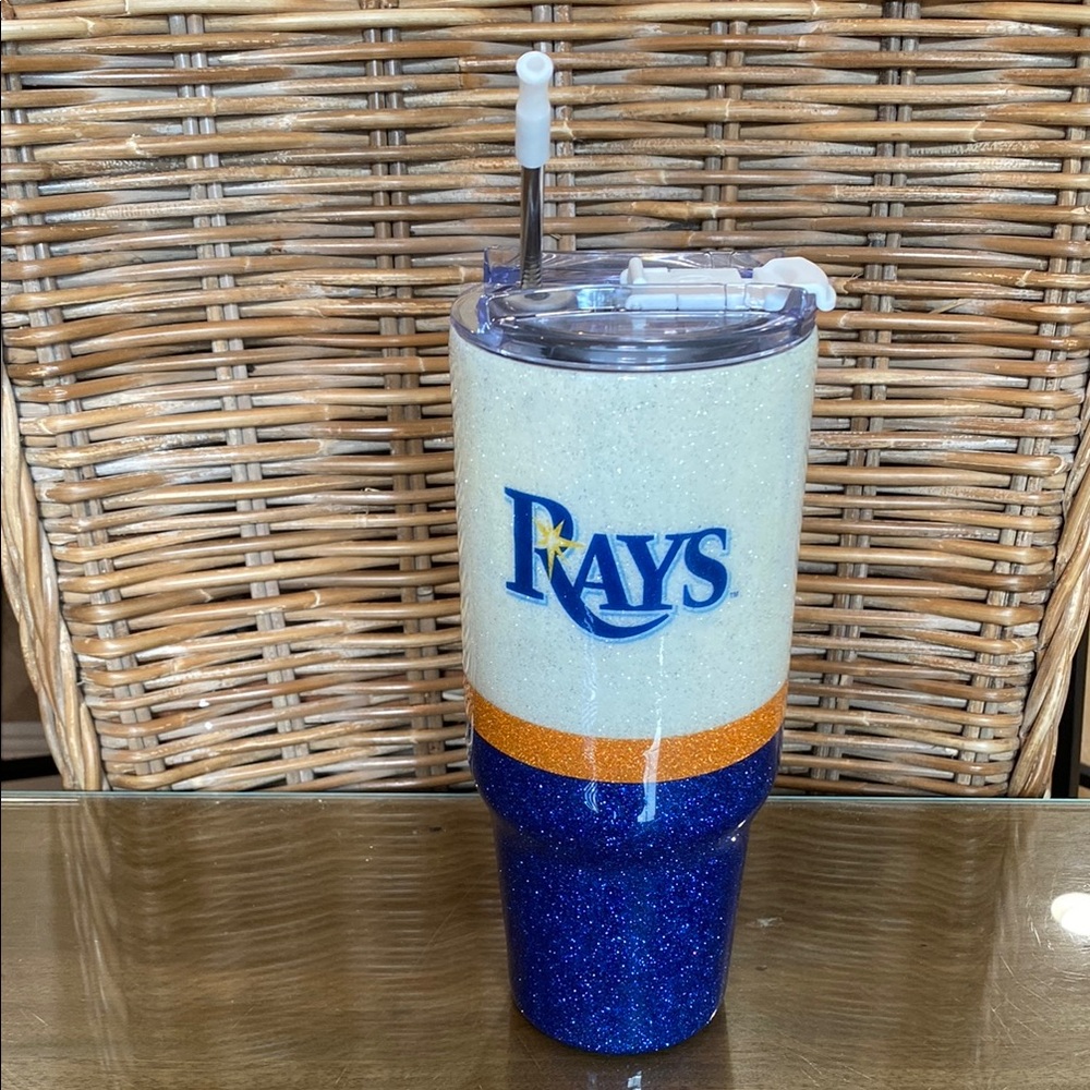 Tampa Bay Rays Glittery Blue and Orange Tumbler